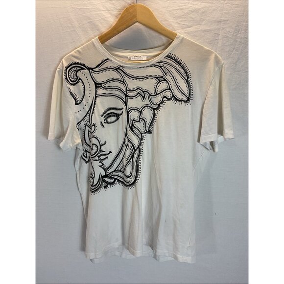 VERSACE COLLECTION  White Graphic MEDUSA T-Shirt SMALL/ MEDIUM - Picture 1 of 11